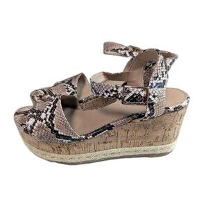 Michael by Michael Shannon Snake Print Espadrille Wedge Sandals - Size 6.5